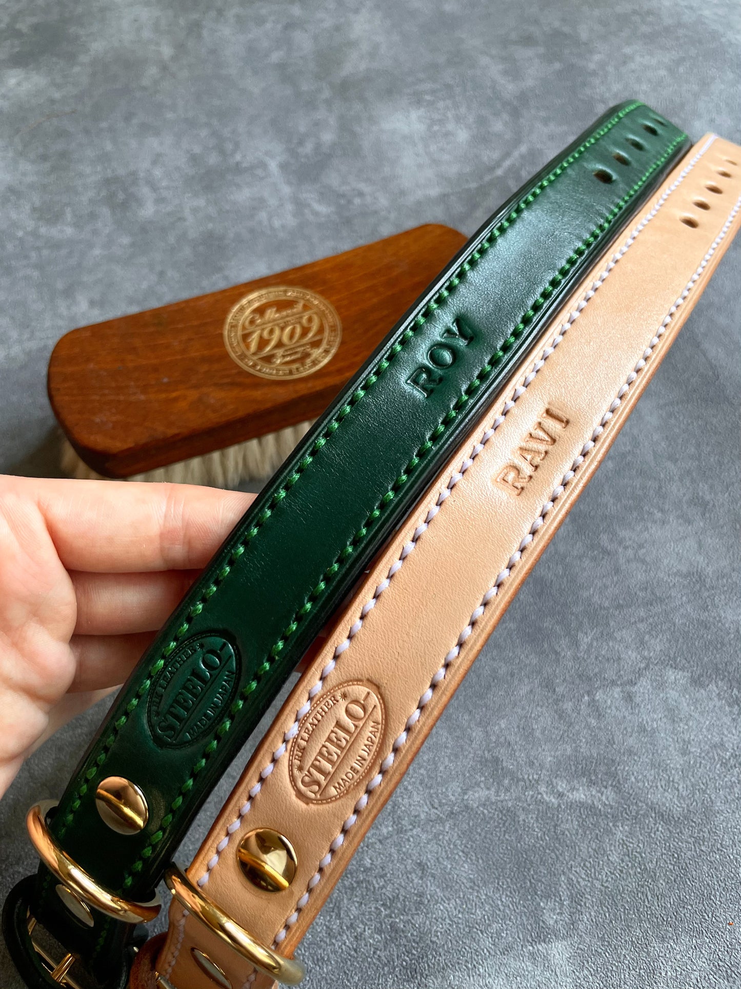 HAND STITCH LEATHER COLLAR/全22色
