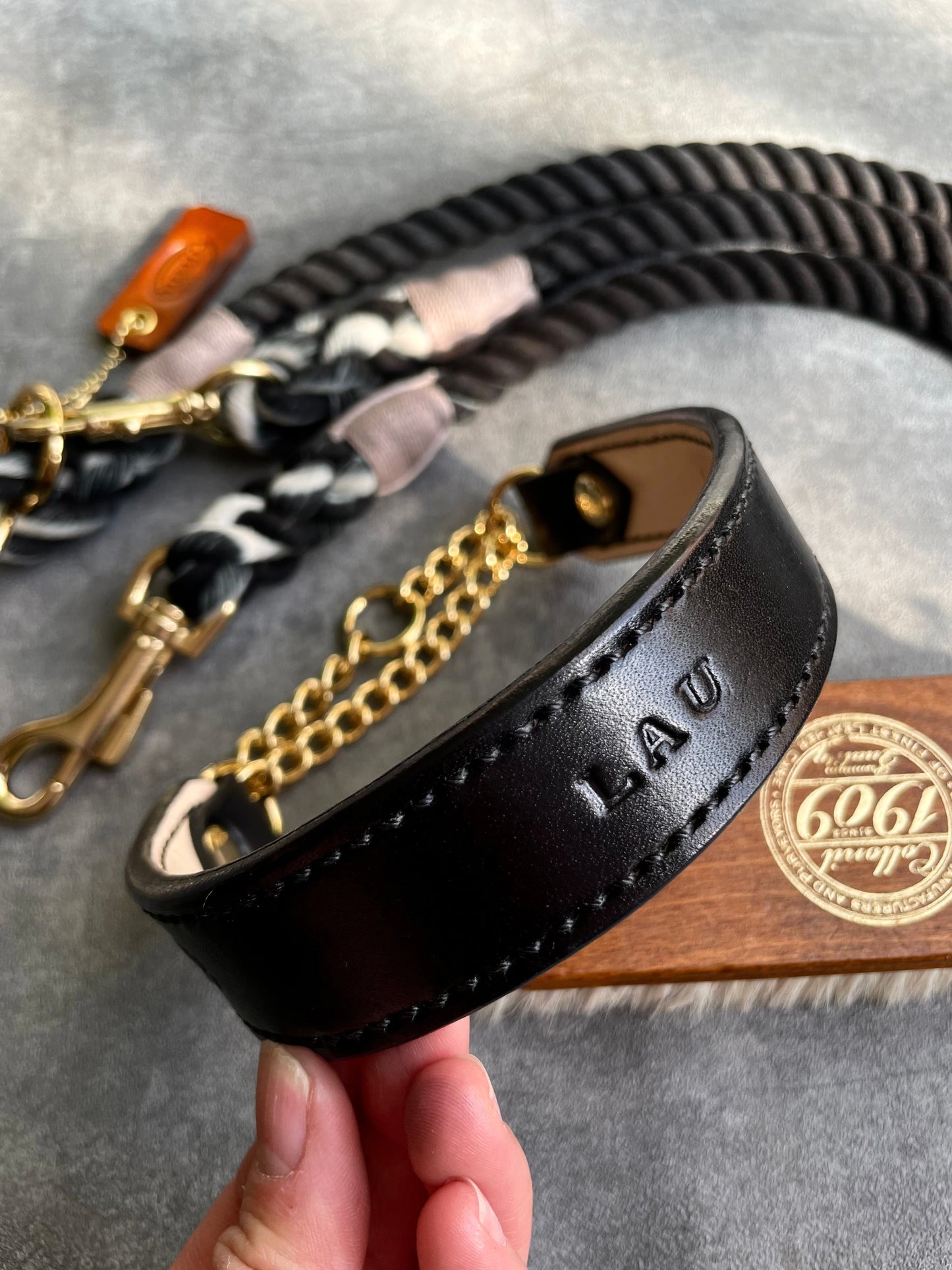 HAND STITCH LEATHER COLLAR/全22色