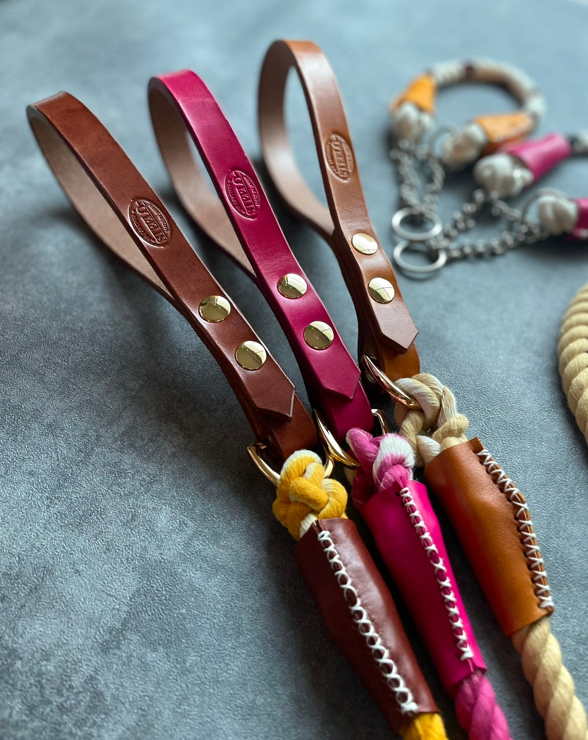 CUSTOM Cow pattern LEATHER ROPE LEAD