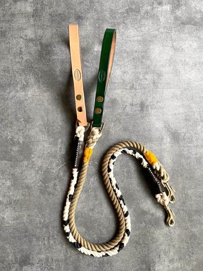CUSTOM Cow pattern LEATHER ROPE LEAD 