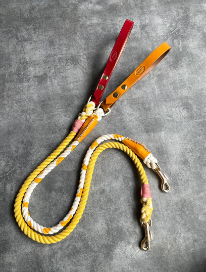 CUSTOM Cow pattern LEATHER ROPE LEAD 