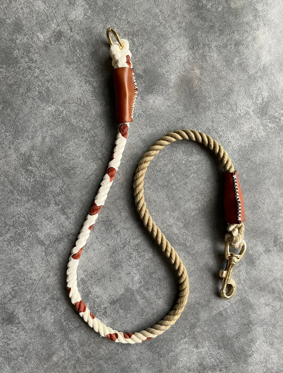 GRADATION 牛柄 ROPE LEAD単品/カーキ/太さ12mm/30kg以上迄可