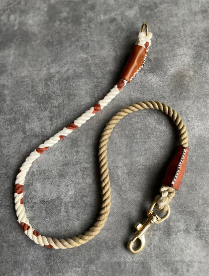 GRADATION 牛柄 ROPE LEAD単品/カーキ/太さ12mm/30kg以上迄可