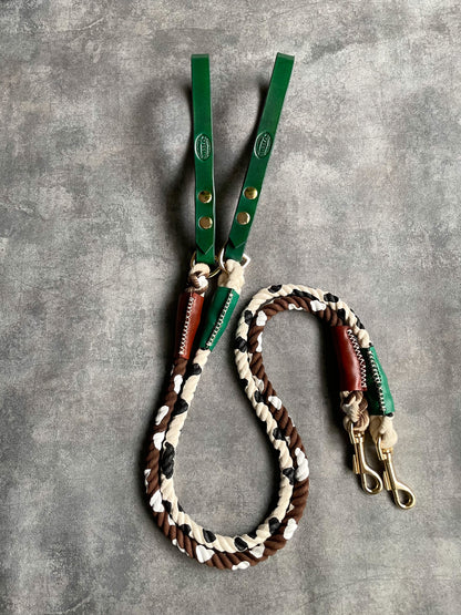 CUSTOM Cow pattern LEATHER ROPE LEAD 