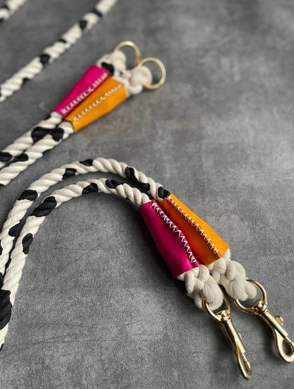 CUSTOM cow pattern ROPE LEAD single item 