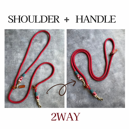 2WAY ROPE LEAD/DARK RED/太さ12mm/20kg-70kg迄