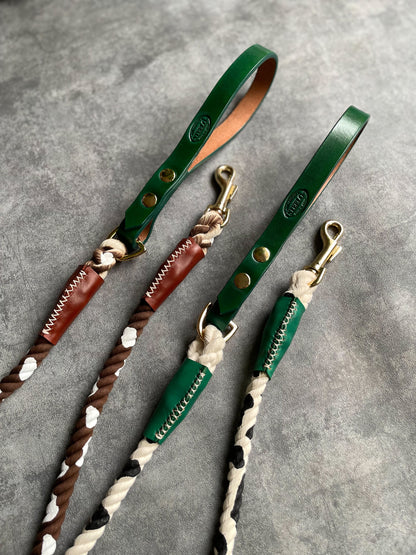 CUSTOM Cow pattern LEATHER ROPE LEAD 