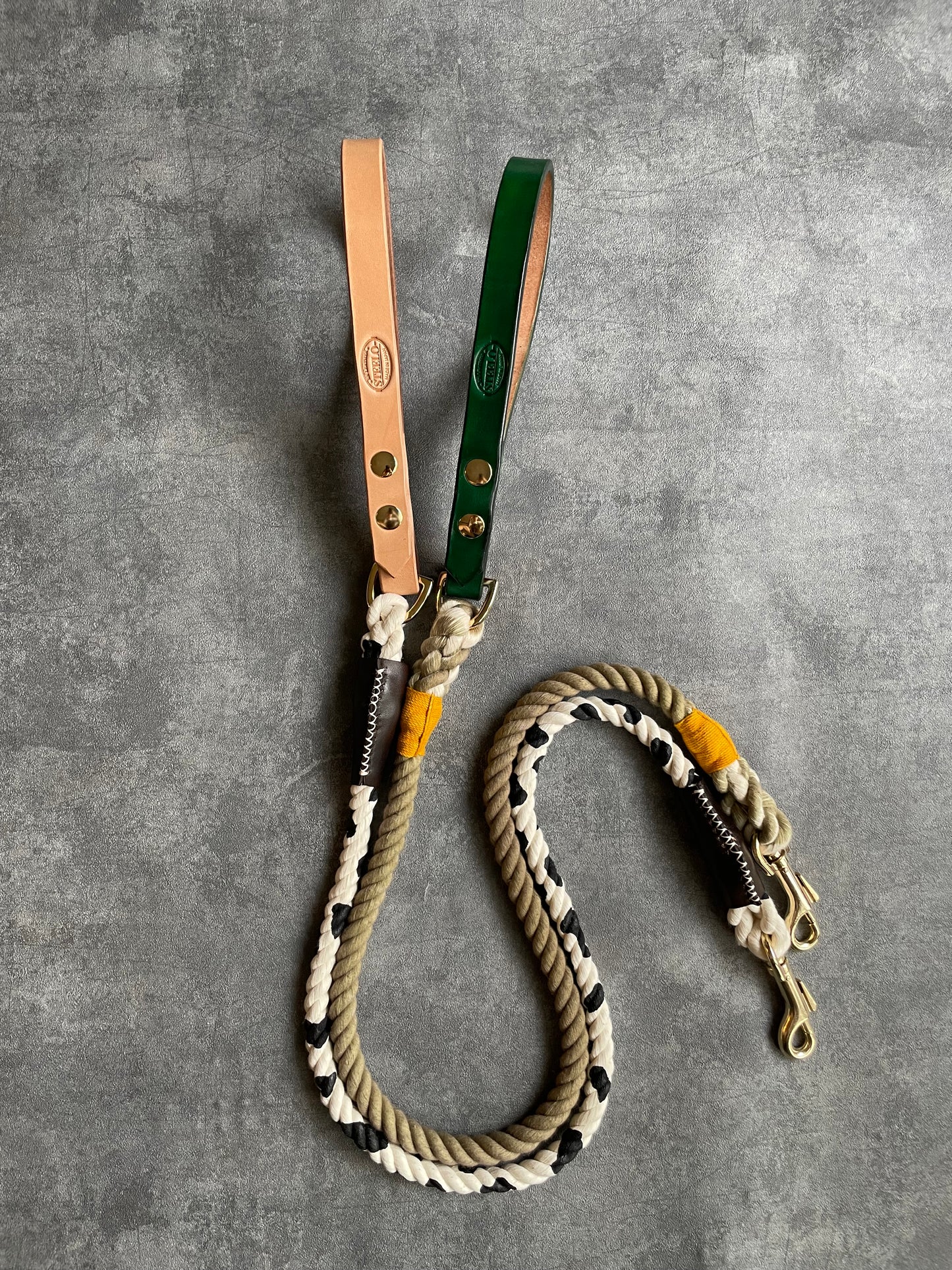 CUSTOM Cow pattern LEATHER ROPE LEAD 