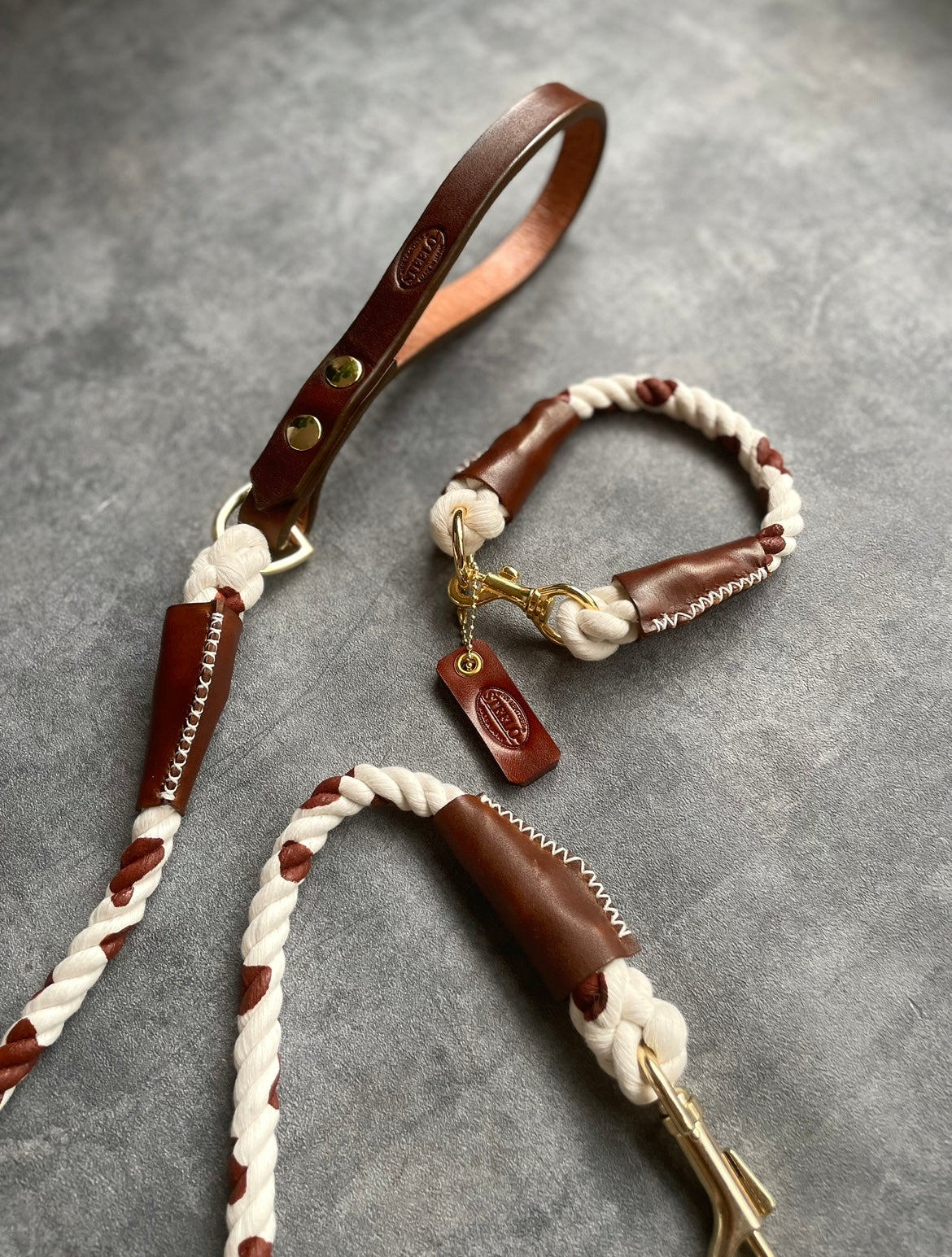 CUSTOM Cow pattern LEATHER ROPE LEAD 